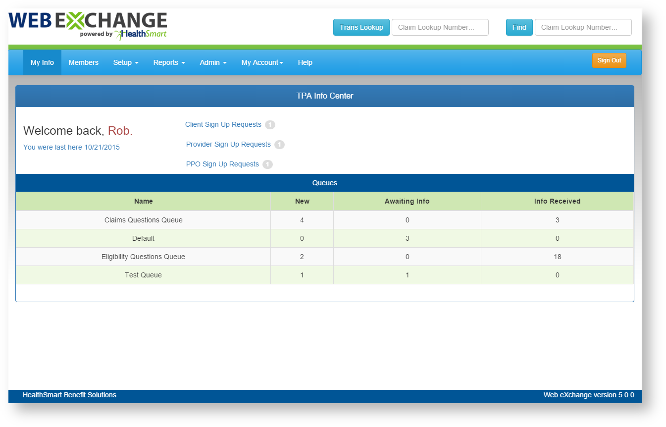 Web eXchange TPA Center Documentation > My Info > tpa-myinfo.png